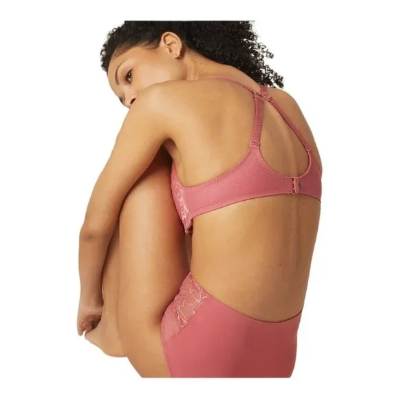 Simone Perele Bra 32C Promesse Padded Rose Pink 3D Plunge Leavers Lace Underwire - Picture 11 of 11